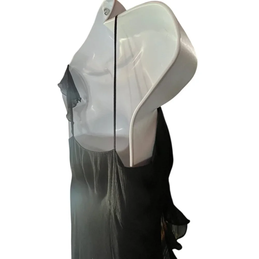 Banana Republic Womens Black Silk Chiffon Dress Size 4P - Picture 10 of 11